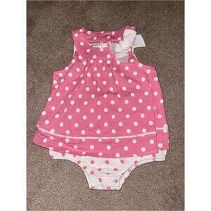 Pink Polka Dot Baby Romper with White Bow